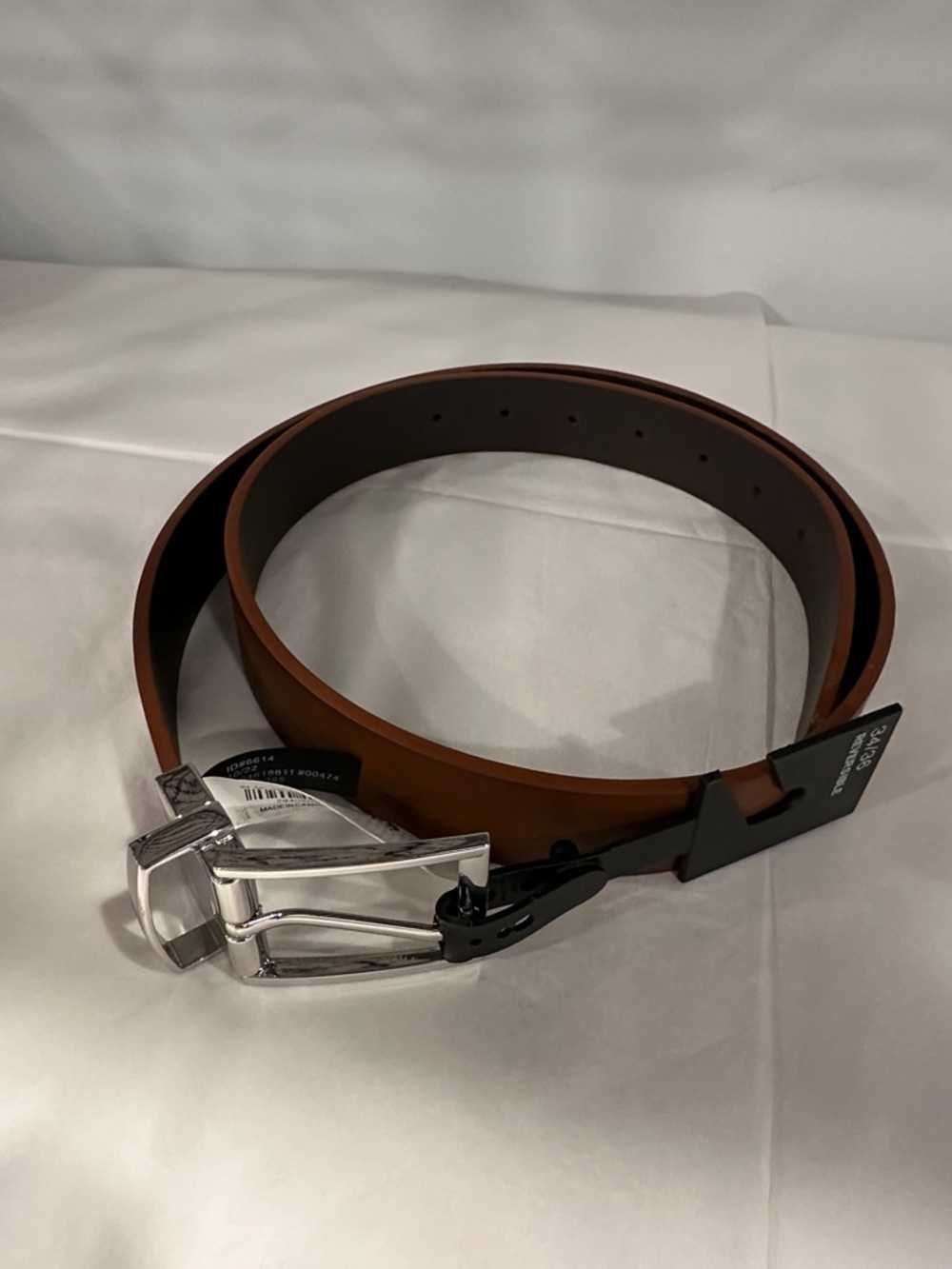 Men's Brown Leather Dress Belt with Silver Buckle